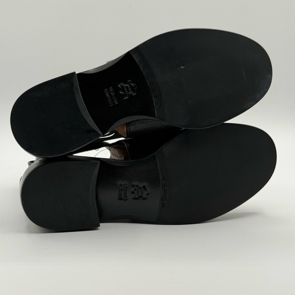 Via Spiga Birna Cutout Double Buckle Black Leather Boots Size 5.5M - Picture 10 of 16